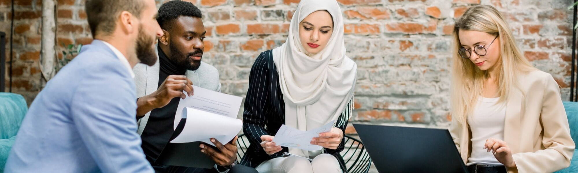 group of diverse business people communicating