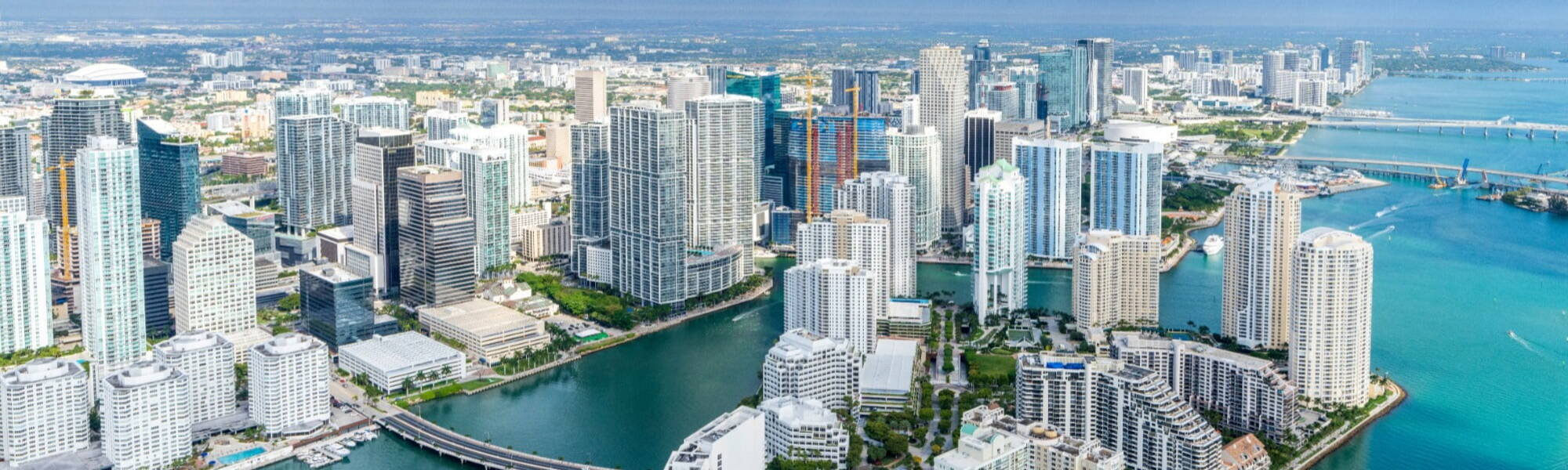 Downtown Brickell.Helicopter Aerial View.Miami City, .South Florida,USA