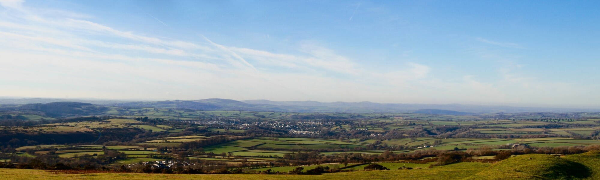 Panoramic view of Tavistock from Dartmoor