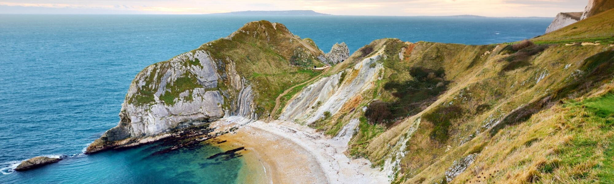 Man O'War Cove on the Dorset coast in southern England, between the headlands of Durdle Door to the west and Man O War Head to the east